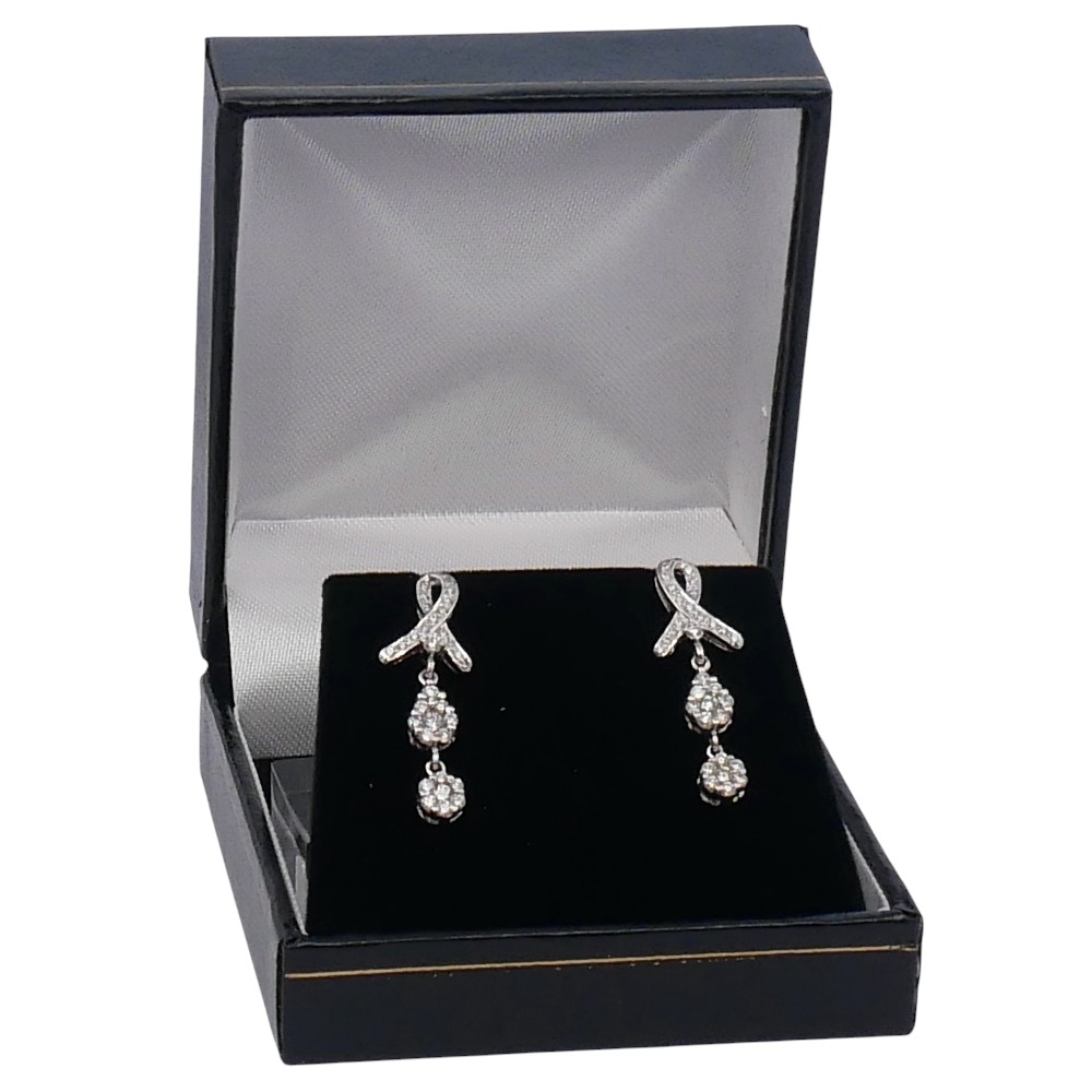 Diamond Double Cluster Gold Earrings 9 Diamond Double Cluster Gold Earrings