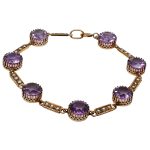 Victorian Amethyst Pearl Gold Bracelet