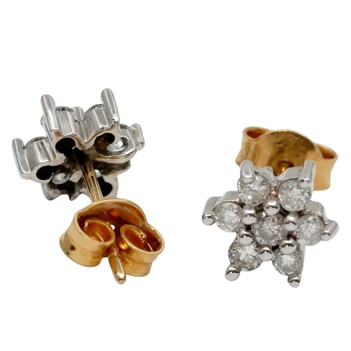 Diamond Cluster Stud Gold Earrings
