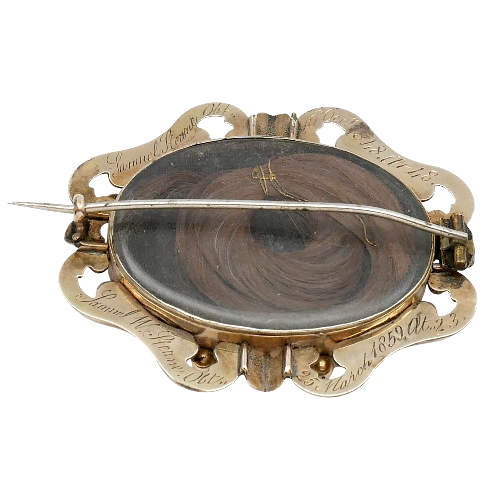 Victorian Gold Hair Memorial Brooch 2 Victorian Gold Hair Memorial Brooch