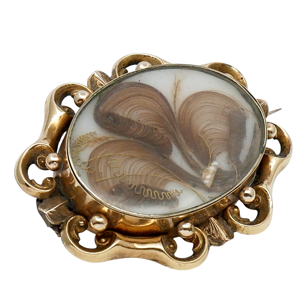 Victorian Gold Hair Memorial Brooch 3 Victorian Gold Hair Memorial Brooch