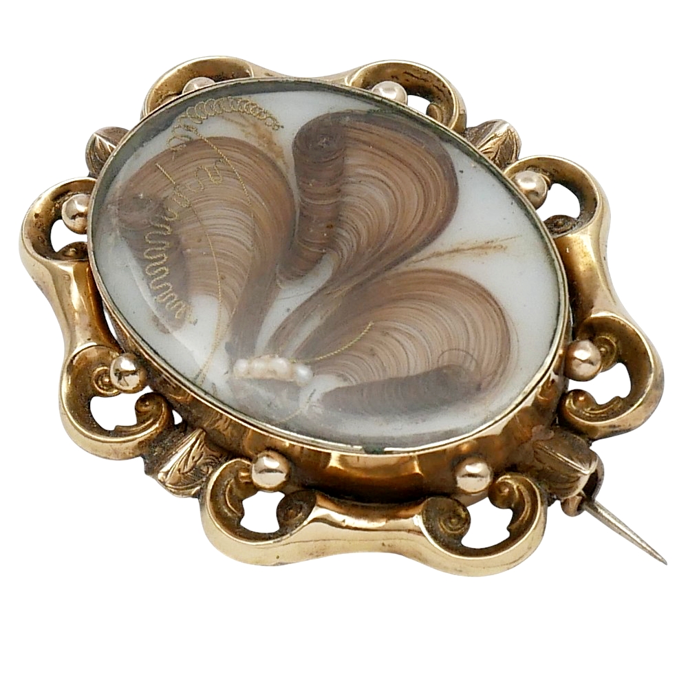 Victorian Gold Hair Memorial Brooch 4 Victorian Gold Hair Memorial Brooch