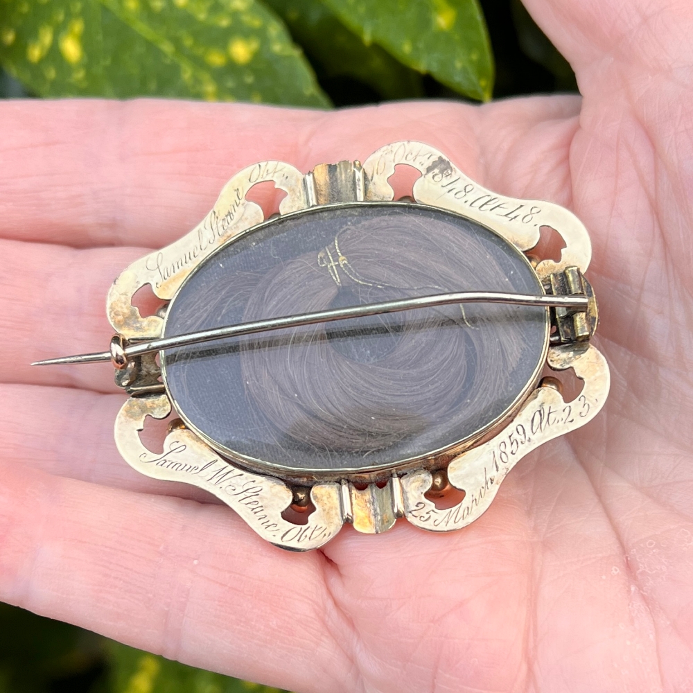 Victorian Gold Hair Memorial Brooch 6 Victorian Gold Hair Memorial Brooch