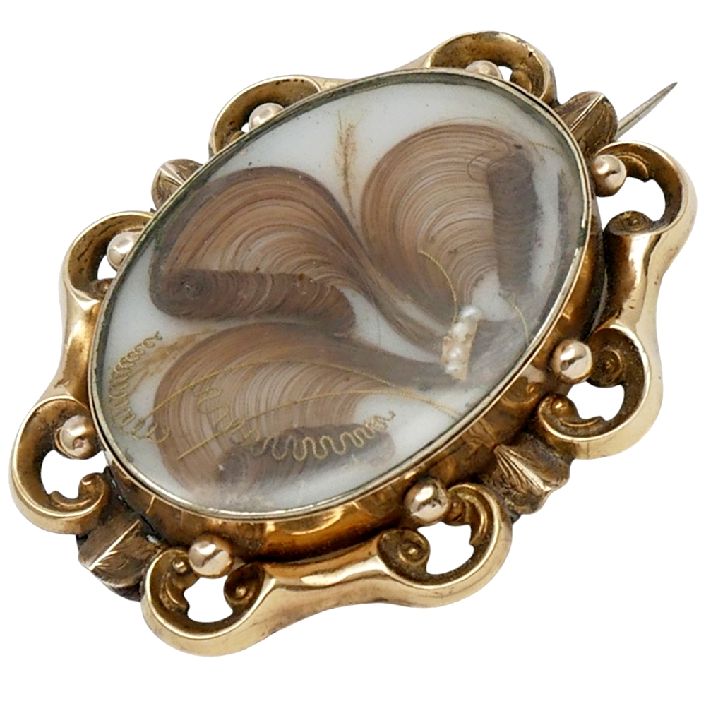 Victorian Gold Hair Memorial Brooch 7 Victorian Gold Hair Memorial Brooch