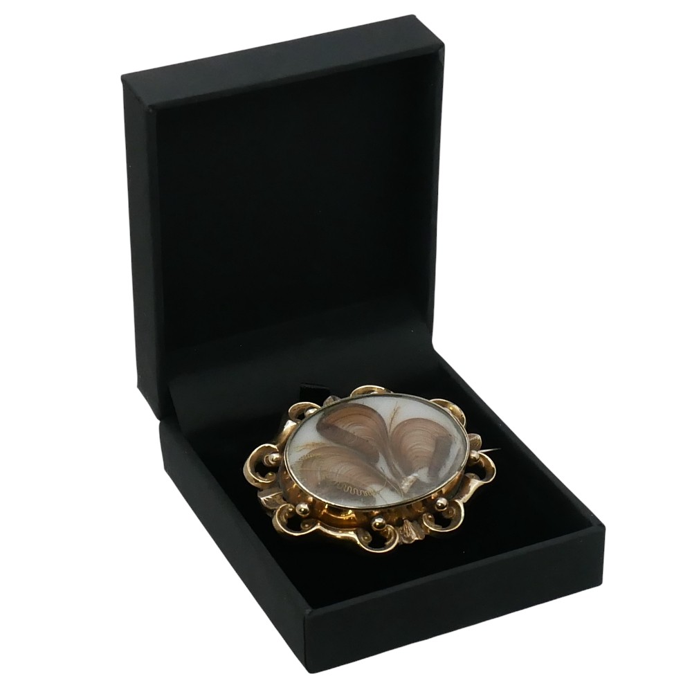 Victorian Gold Hair Memorial Brooch 8 Victorian Gold Hair Memorial Brooch