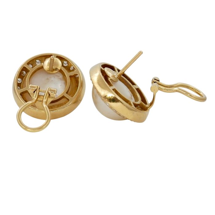 Mabé Pearl Diamond Gold Earrings