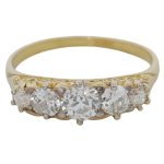 Victorian 5 Stone Carved Half Hoop Ring