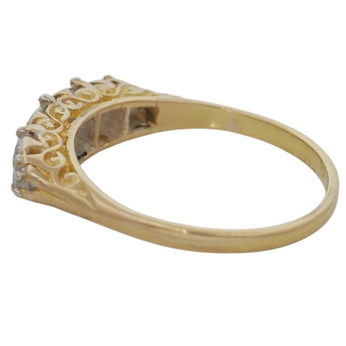 Victorian 5 Stone Carved Half Hoop Ring