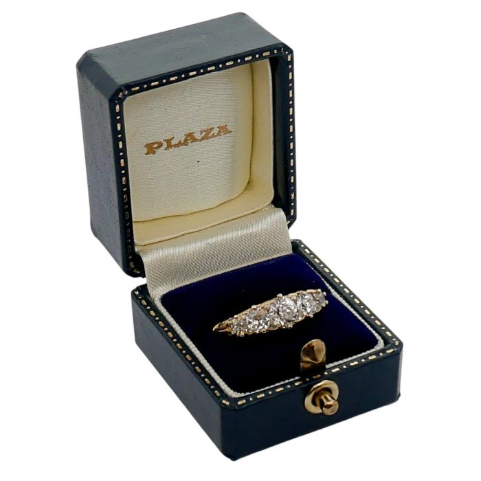 Victorian 5 Stone Carved Half Hoop Ring