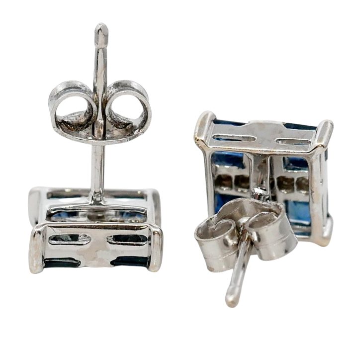 Carré Cut Sapphire & Diamond Earrings