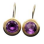 Vintage Synthetic Alexandrite Gold Earrings