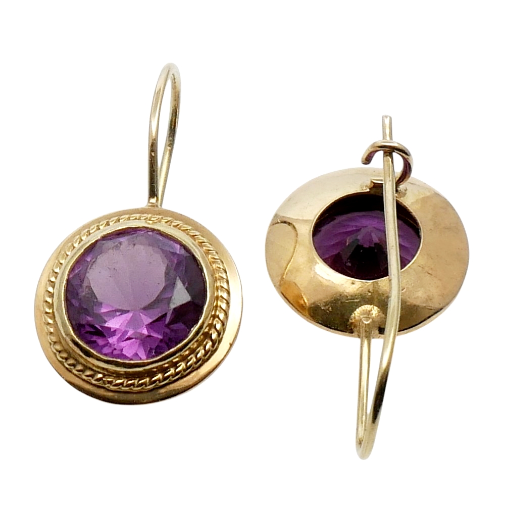 Vintage Synthetic Alexandrite Gold Earrings 4 Vintage Synthetic Alexandrite Gold Earrings
