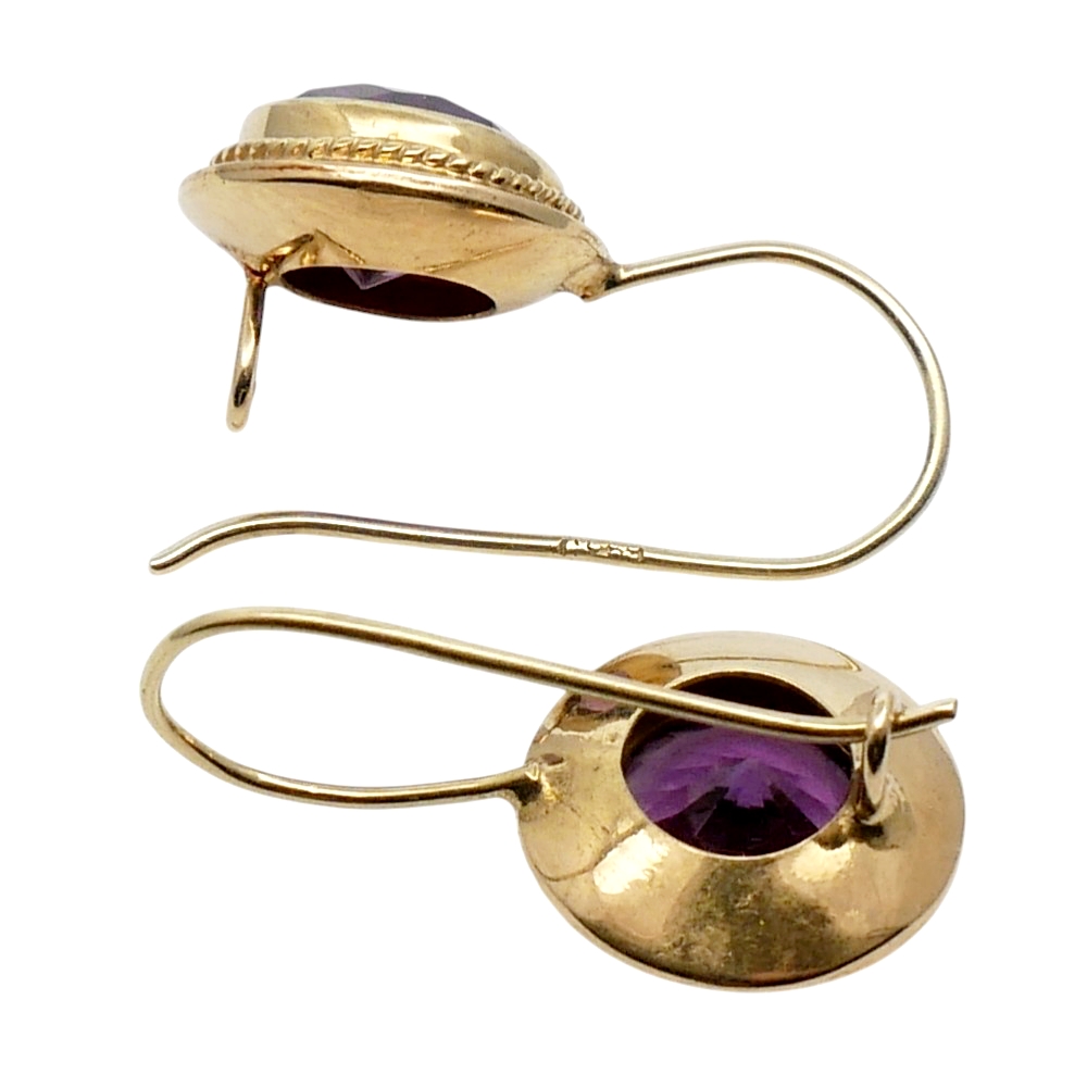 Vintage Synthetic Alexandrite Gold Earrings 5 Vintage Synthetic Alexandrite Gold Earrings