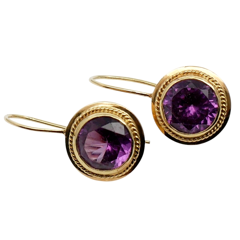Vintage Synthetic Alexandrite Gold Earrings 6 Vintage Synthetic Alexandrite Gold Earrings