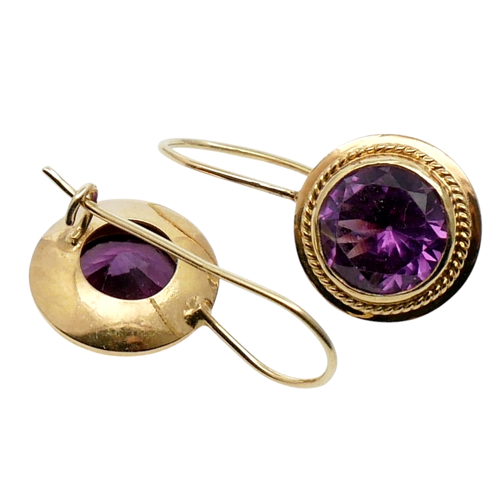 Vintage Synthetic Alexandrite Gold Earrings 7 Vintage Synthetic Alexandrite Gold Earrings