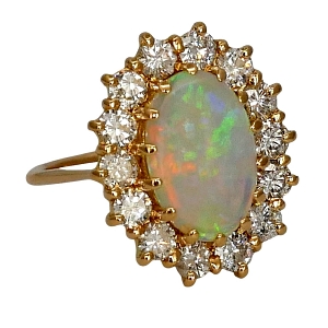 P032 Vintage Opal Diamond Cluster Ring5