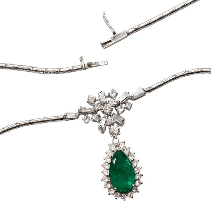 Colombian Emerald Diamond Gold Necklace