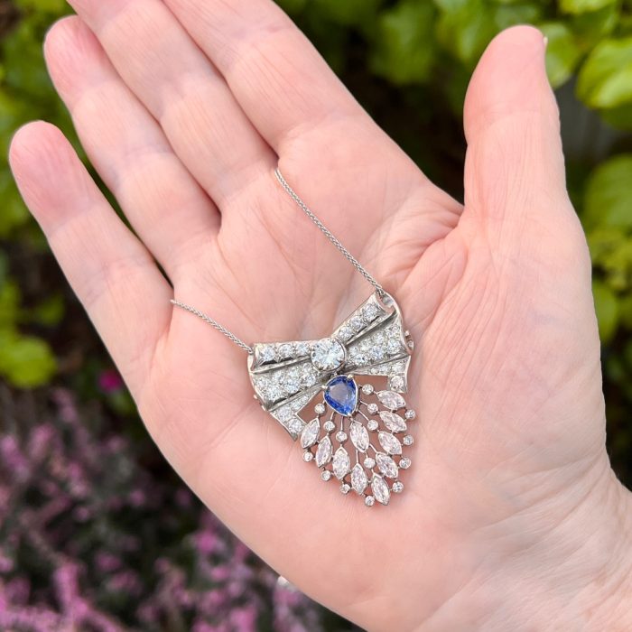 Art Deco Sapphire Diamond Pendant