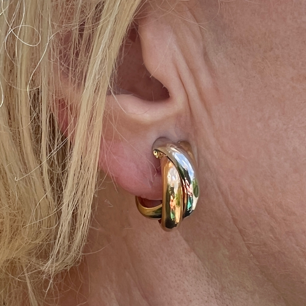 Vintage 3 Colour Gold Hoop Earrings 10 Vintage 3 Colour Gold Hoop Earrings