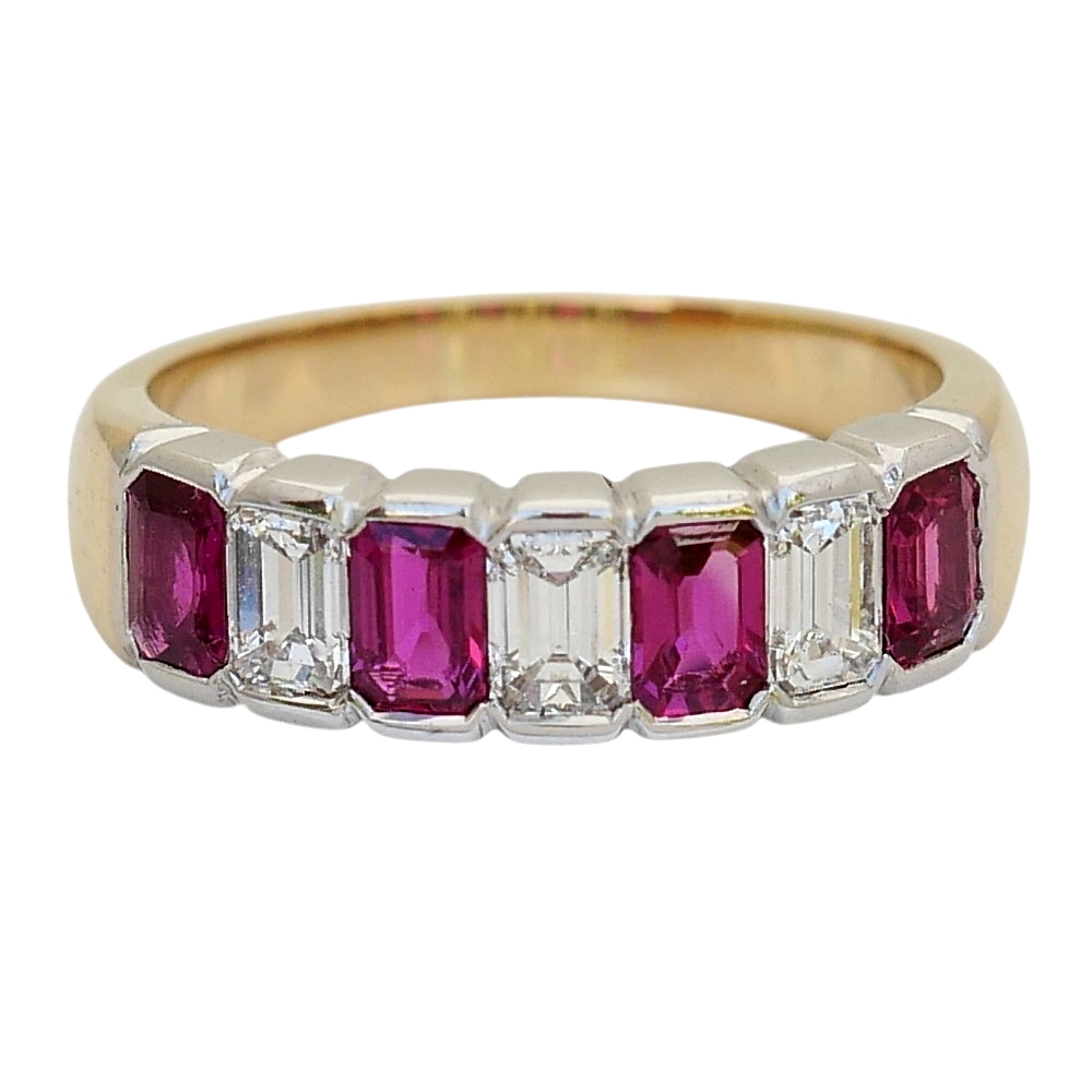 Ruby Diamond Gold Band Ring 1 Ruby Diamond Gold Band Ring