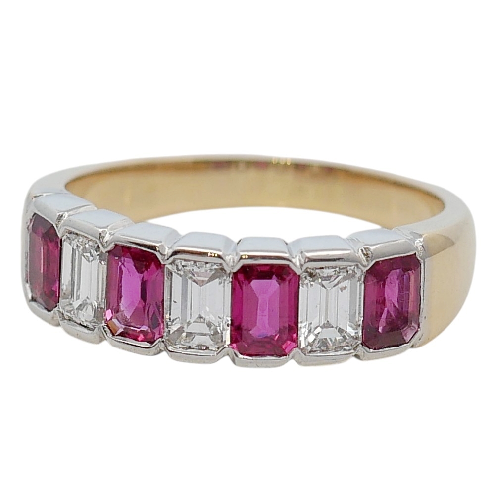 Ruby Diamond Gold Band Ring 2 Ruby Diamond Gold Band Ring