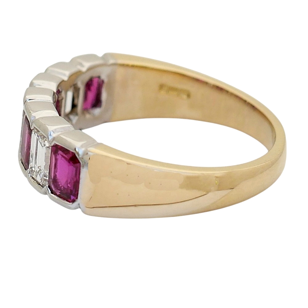 Ruby Diamond Gold Band Ring 4 Ruby Diamond Gold Band Ring