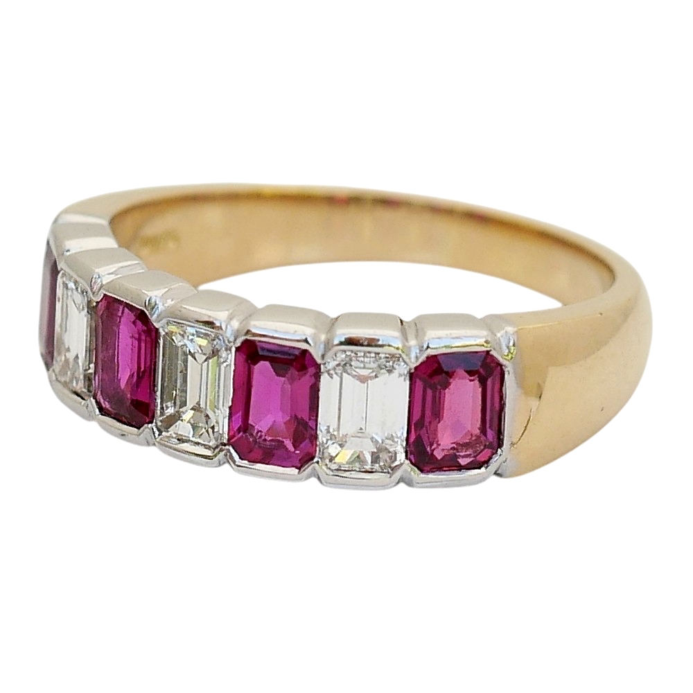 Ruby Diamond Gold Band Ring 5 Ruby Diamond Gold Band Ring