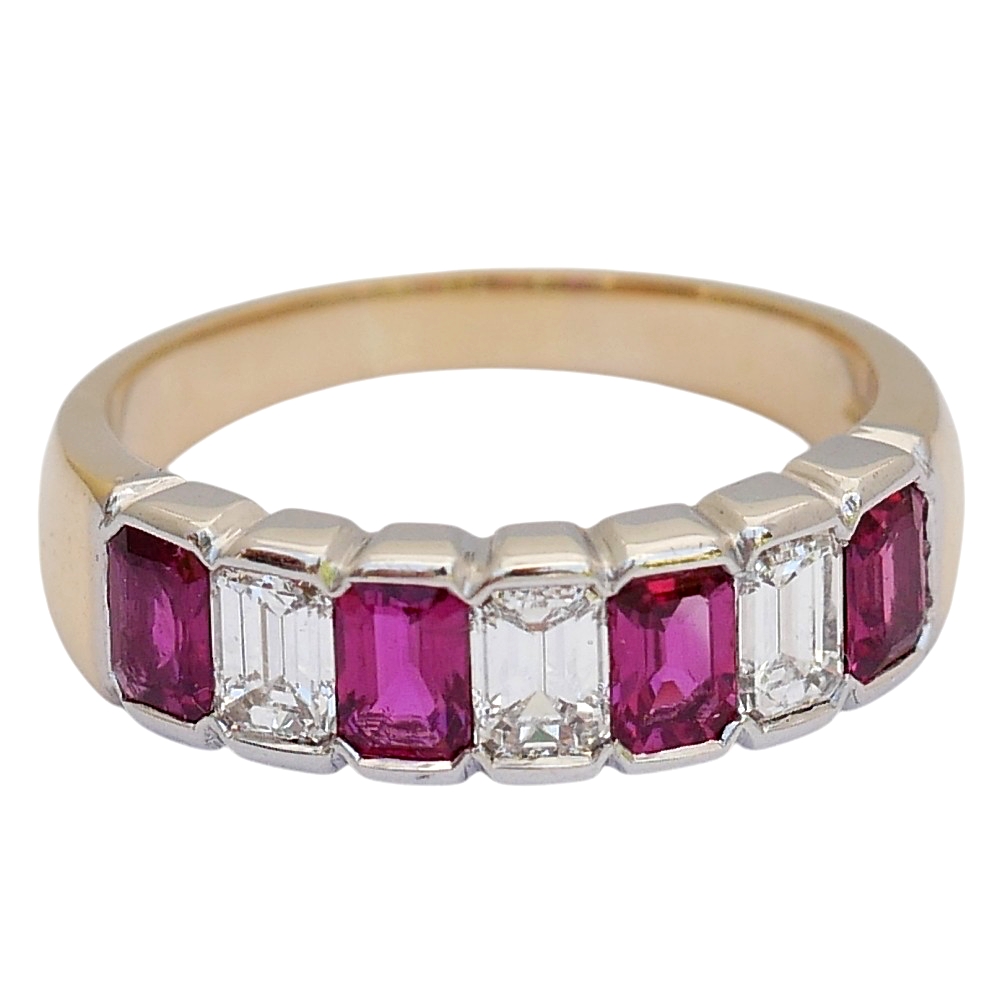 Ruby Diamond Gold Band Ring 7 Ruby Diamond Gold Band Ring
