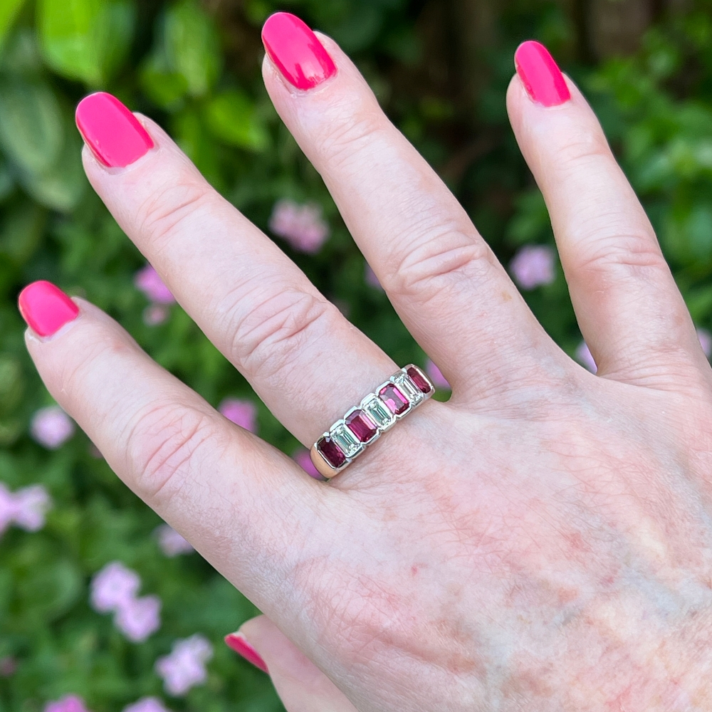 Ruby Diamond Gold Band Ring 8 Ruby Diamond Gold Band Ring