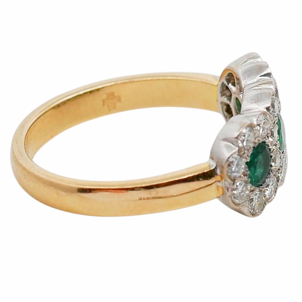 Emerald Diamond Triple Cluster Ring 3 Emerald Diamond Triple Cluster Ring