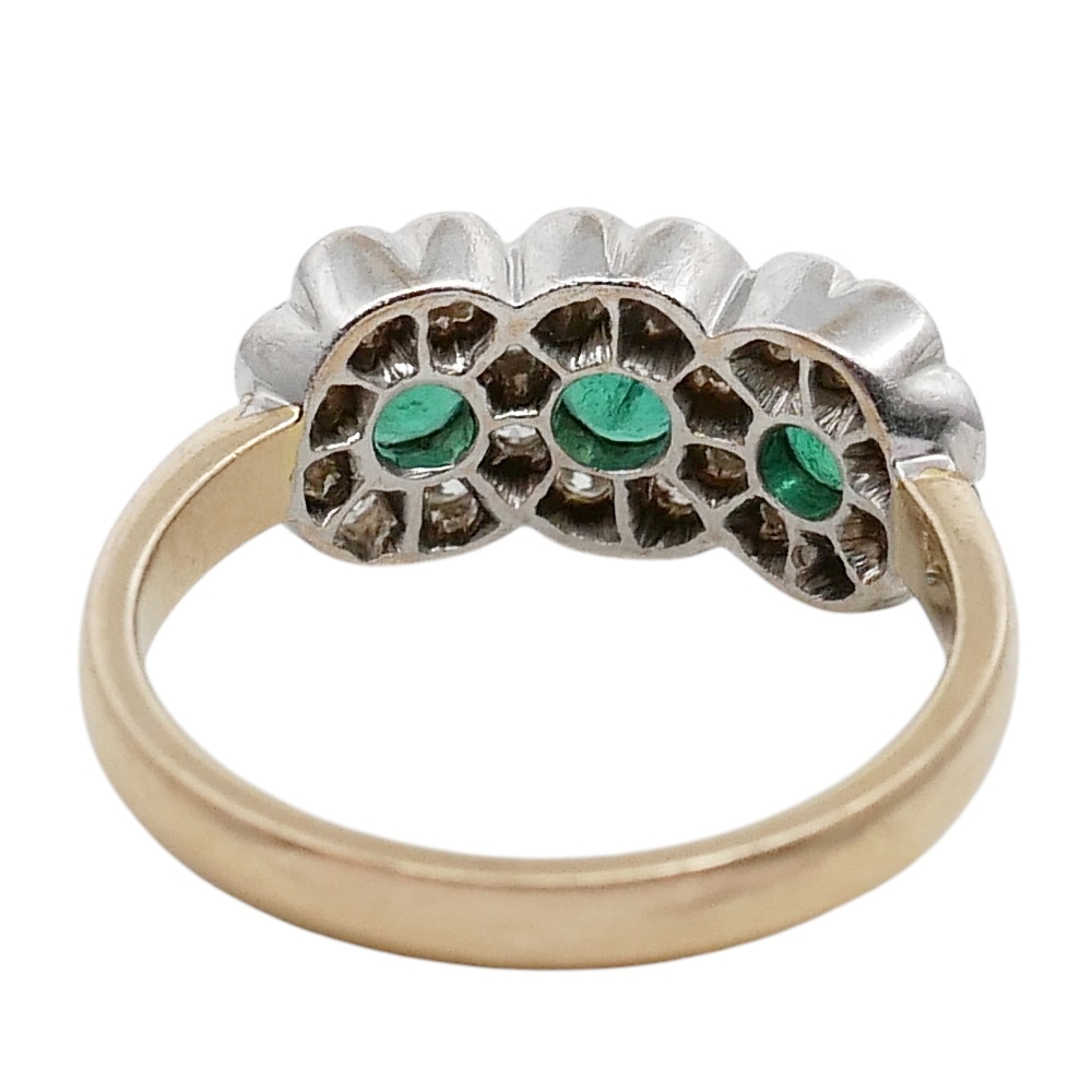 Emerald Diamond Triple Cluster Ring 5 Emerald Diamond Triple Cluster Ring