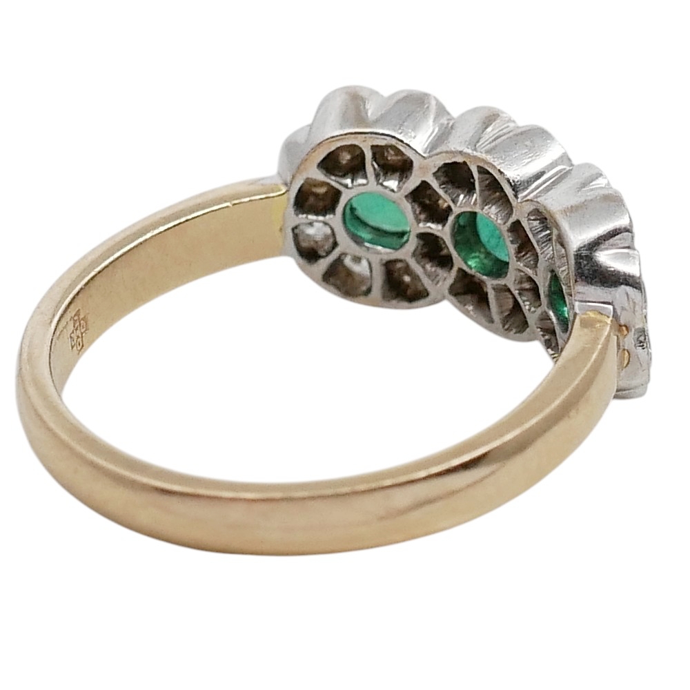 Emerald Diamond Triple Cluster Ring 7 Emerald Diamond Triple Cluster Ring