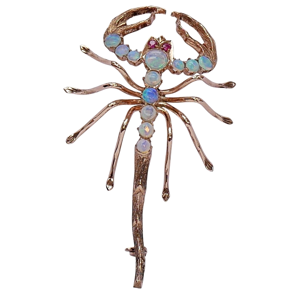 Vintage Gold Opal Scorpion Brooch 3 Vintage Gold Opal Scorpion Brooch
