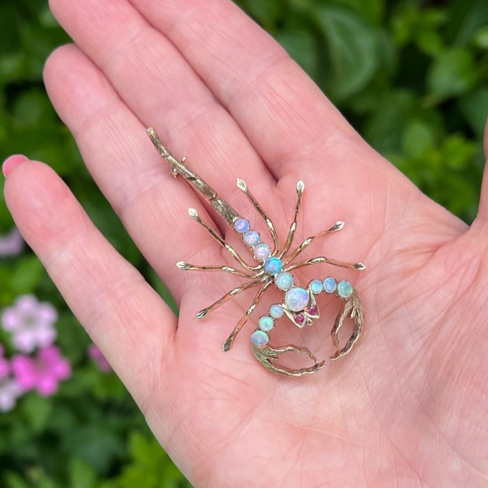 Vintage Gold Opal Scorpion Brooch