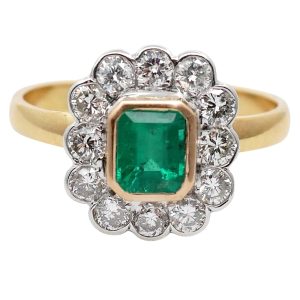 Emerald Diamond Gold Engagement Ring
