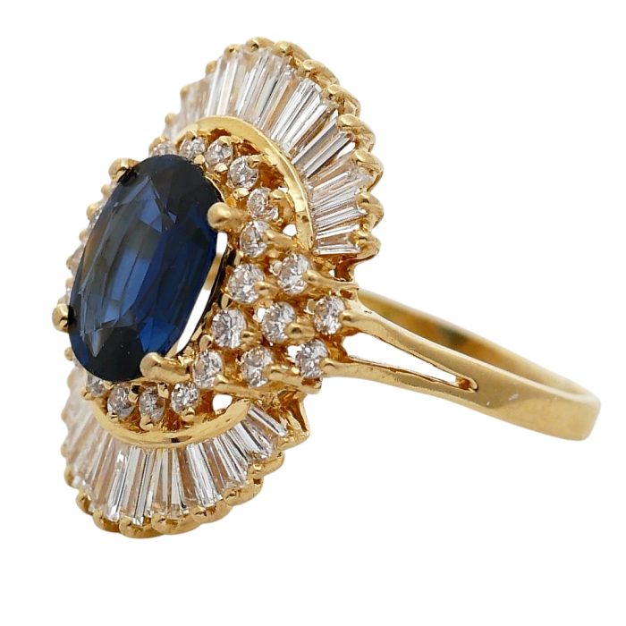 Vintage Sapphire Baguette Diamond Ring