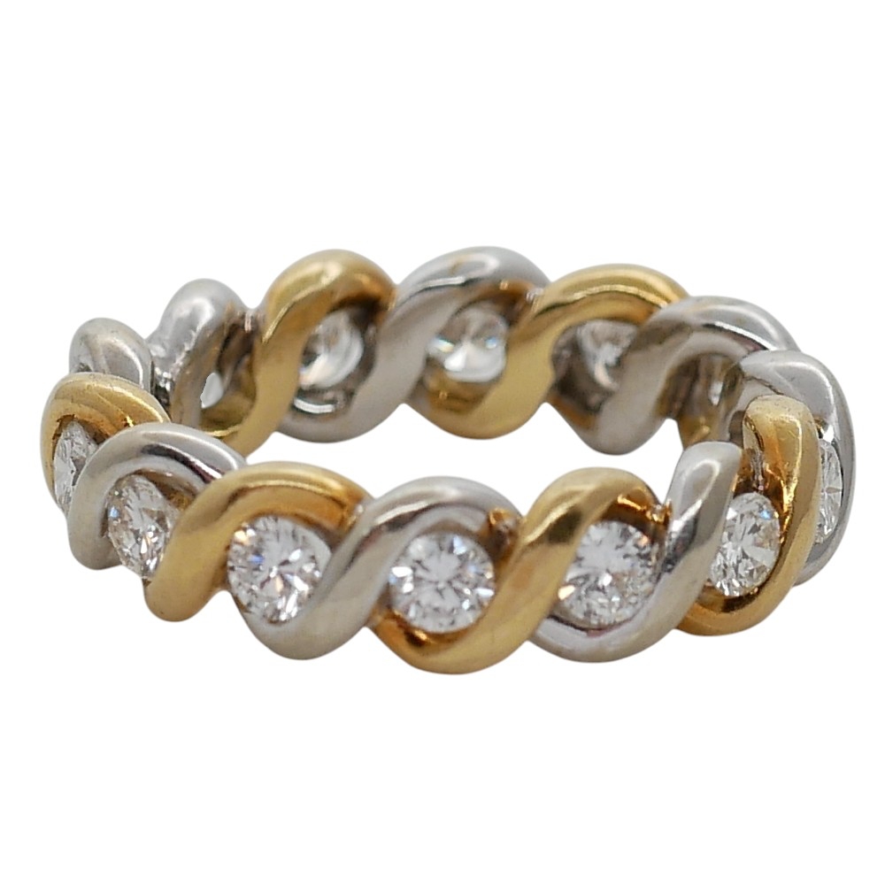 Diamond Eternity Ring Two Colour Gold 1 Diamond Eternity Ring Two Colour Gold