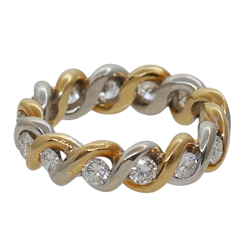 Diamond Eternity Ring Two Colour Gold 4 Diamond Eternity Ring Two Colour Gold