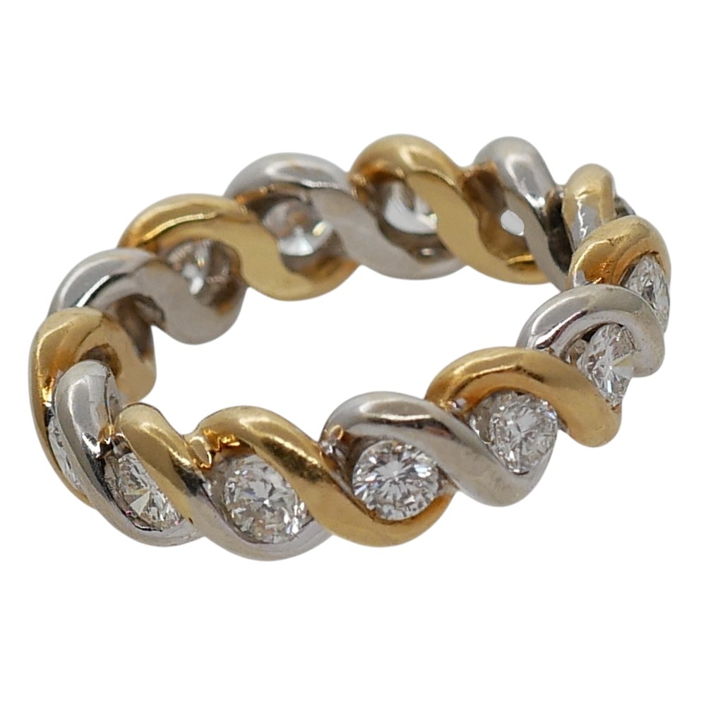 Diamond Eternity Ring Two Colour Gold 6 Diamond Eternity Ring Two Colour Gold