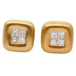 Princess Cut Diamond Gold Stud Earrings