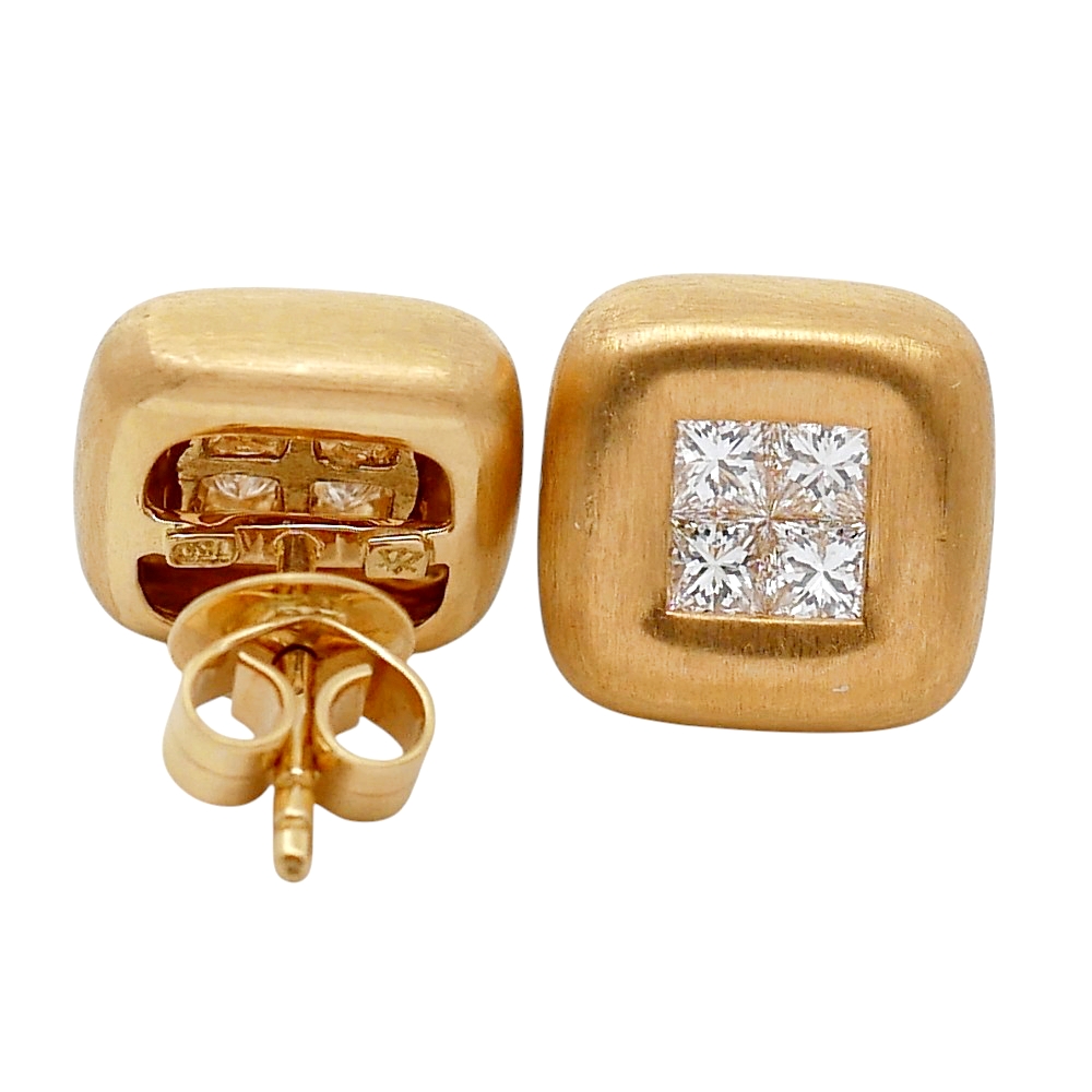 Princess Cut Diamond Gold Stud Earrings 5 Princess Cut Diamond Gold Stud Earrings