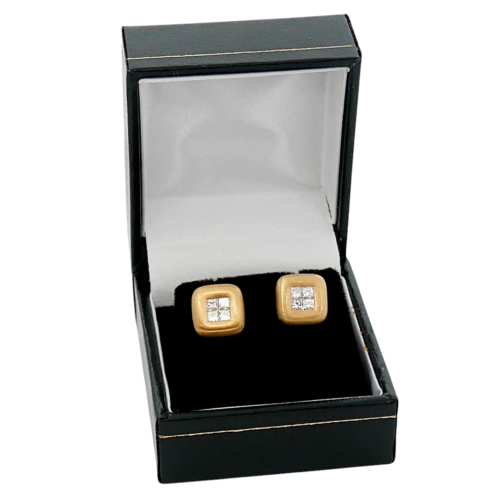 Princess Cut Diamond Gold Stud Earrings 7 Princess Cut Diamond Gold Stud Earrings