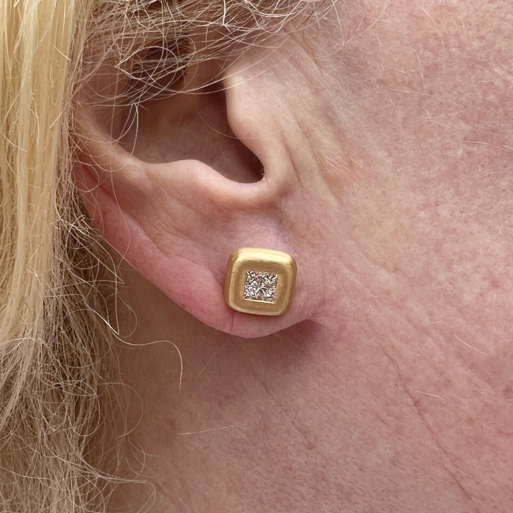 Princess Cut Diamond Gold Stud Earrings 8 Princess Cut Diamond Gold Stud Earrings