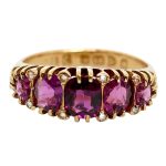 Antique Almandine Garnet 5 Stone Ring