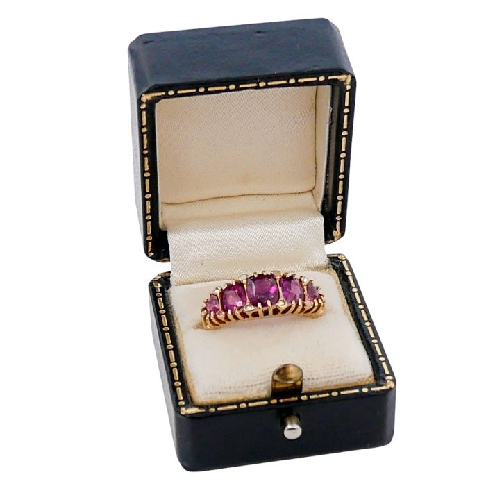 Antique Almandine Garnet 5 Stone Ring