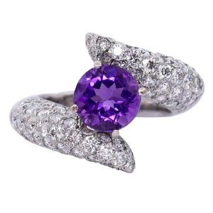 Vintage Amethyst and Diamond Twist Ring