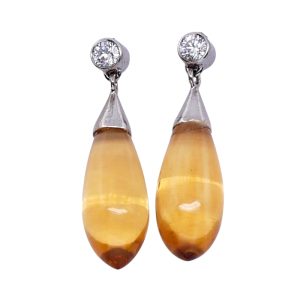 Citrine and Diamond Pendant Earrings