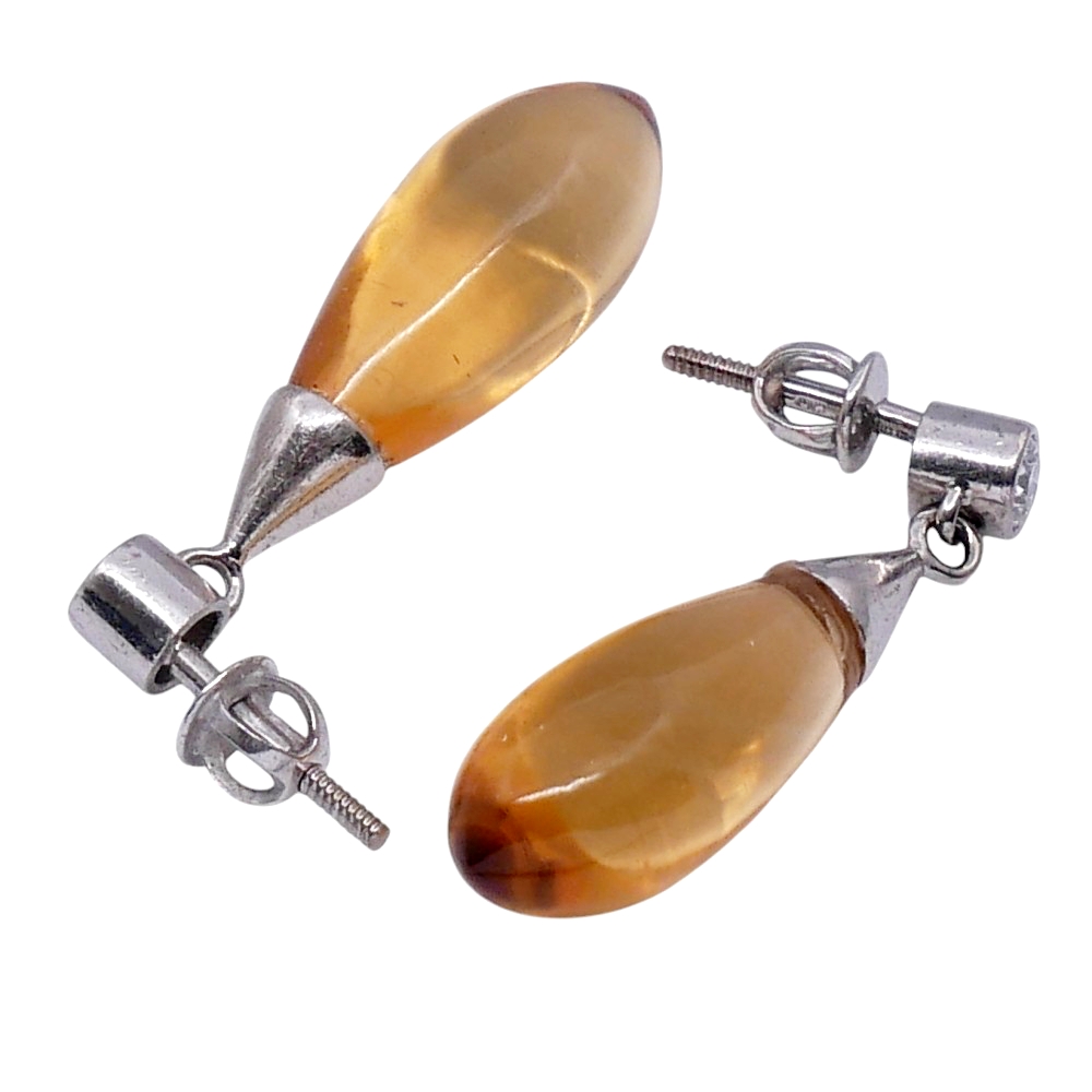Citrine and Diamond Pendant Earrings 3 Citrine and Diamond Pendant Earrings