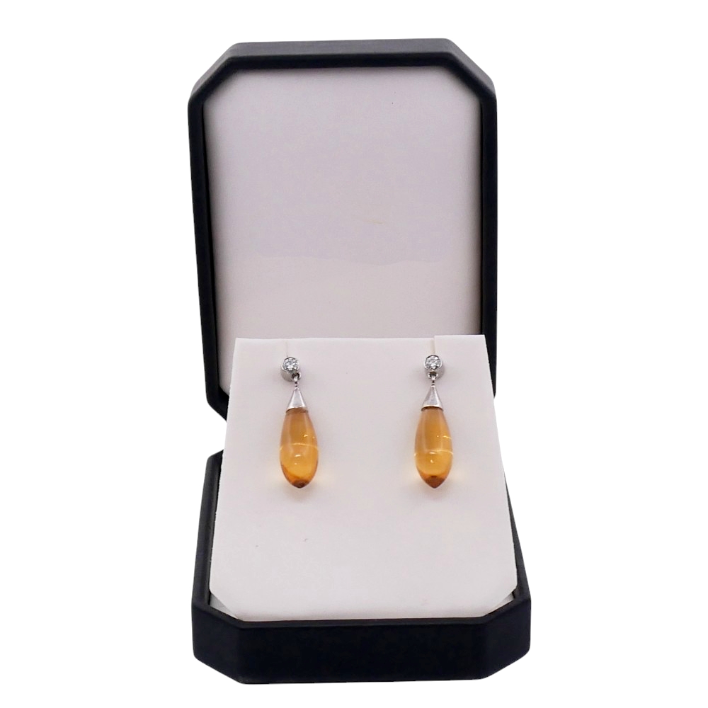 Citrine and Diamond Pendant Earrings 9 Citrine and Diamond Pendant Earrings