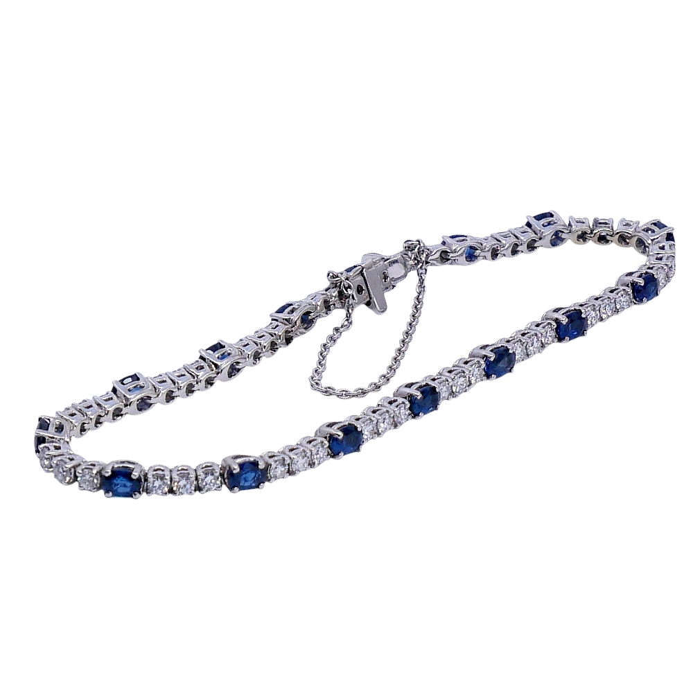 Vintage Sapphire Diamond Line Bracelet 3 Vintage Sapphire Diamond Line Bracelet